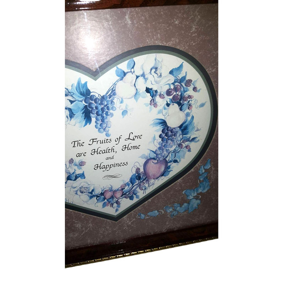 Vintage Retired Homco Home Interior The Fruits of Love 13”x 16” Framed Picture - Picture 3 of 8